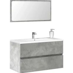 Vidaxl Armoire de bain avec miroir gris béton bois d'ingénierie
