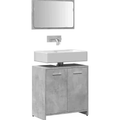 Vidaxl Armoire de bain avec miroir gris béton bois d'ingénierie* Meuble Wc