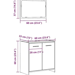Vidaxl Armoire de bain avec miroir gris béton bois d'ingénierie* Meuble Wc