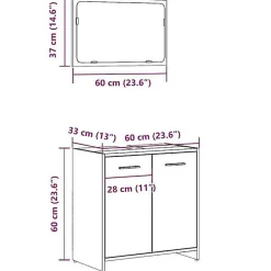 Vidaxl Armoire de bain avec miroir gris béton bois d'ingénierie* Meuble Wc