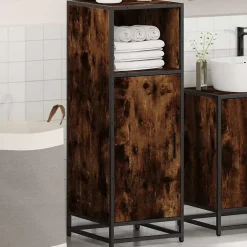 Vidaxl Armoire de bain chêne fumé 35x37,5x100cm bois d'ingénierie