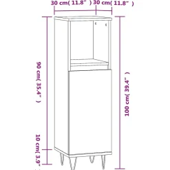 Vidaxl Armoire de bain chêne fumé 30x30x100 cm bois d'ingénierie* Meuble Wc