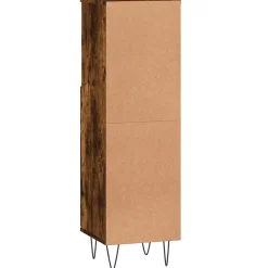 Vidaxl Armoire de bain chêne fumé 30x30x100 cm bois d'ingénierie* Meuble Wc