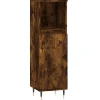 Vidaxl Armoire de bain chêne fumé 30x30x100 cm bois d'ingénierie* Meuble Wc