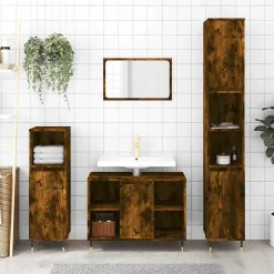 Vidaxl Armoire de bain chêne fumé 30x30x100 cm bois d'ingénierie* Meuble Wc