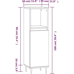 Vidaxl Armoire de bain chêne fumé 30x30x100 cm bois d'ingénierie* Meuble Wc