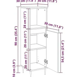 Vidaxl Armoire de bain chêne fumé 30x30x100 cm bois d'ingénierie* Meuble Wc