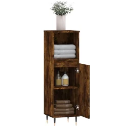 Vidaxl Armoire de bain chêne fumé 30x30x100 cm bois d'ingénierie* Meuble Wc