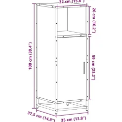 Vidaxl Armoire de bain chêne marron 35x37,5x100 cm bois d'ingénierie* Meuble Wc