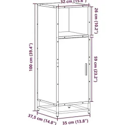 Vidaxl Armoire de bain chêne marron 35x37,5x100 cm bois d'ingénierie* Meuble Wc