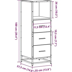 Vidaxl Armoire de bain chêne marron 35x37,5x100 cm bois d'ingénierie* Meuble Wc