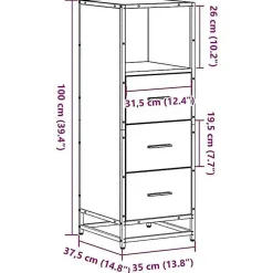 Vidaxl Armoire de bain chêne marron 35x37,5x100 cm bois d'ingénierie* Meuble Wc