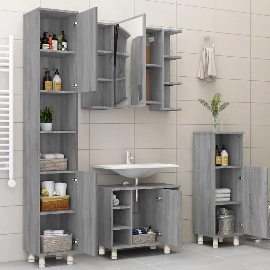 Vidaxl Armoire de bain Sonoma gris 30x30x95 cm Bois d'ingénierie* Meuble Wc