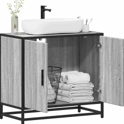 Vidaxl Armoire de lavabo de salle de bain sonoma gris 65x33x60 cm* Meuble Wc