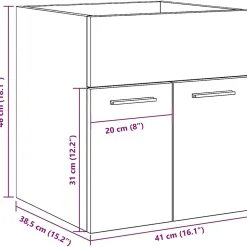 Vidaxl Armoire de lavabo de salle de bain gris béton 41x38,5x46 cm