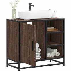 Vidaxl Armoire de lavabo de salle de bain chêne marron 65x33x60 cm