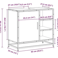 Vidaxl Armoire de lavabo de salle de bain chêne marron 65x33x60 cm