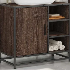 Vidaxl Armoire de lavabo de salle de bain chêne marron 65x33x60 cm