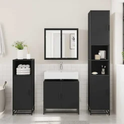 Vidaxl Armoire de lavabo de salle de bain noir 65x33x60 cm