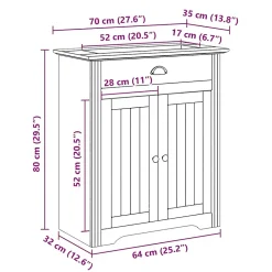 Vidaxl Armoire de lavabo de salle de bain BODO blanc marron 70x35x80cm