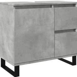 Vidaxl Armoire de lavabo de salle de bain gris béton 65x33x60 cm