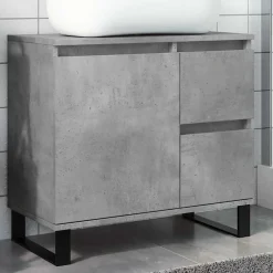 Vidaxl Armoire de lavabo de salle de bain gris béton 65x33x60 cm