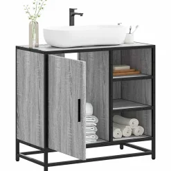 Vidaxl Armoire de lavabo de salle de bain sonoma gris 65x33x60 cm* Meuble Wc