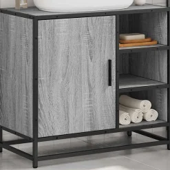 Vidaxl Armoire de lavabo de salle de bain sonoma gris 65x33x60 cm* Meuble Wc