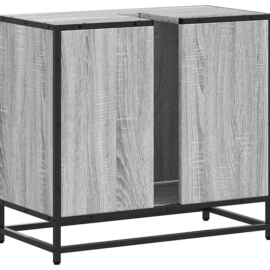 Vidaxl Armoire de lavabo de salle de bain sonoma gris 65x33x60 cm* Meuble Wc
