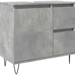Vidaxl Armoire de lavabo de salle de bain gris béton 65x33x60 cm