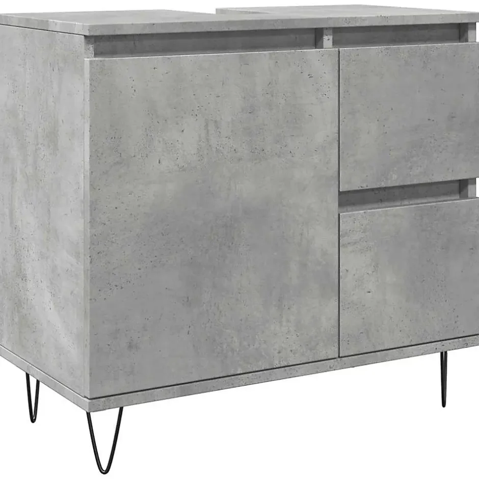 Vidaxl Armoire de lavabo de salle de bain gris béton 65x33x60 cm