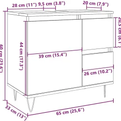 Vidaxl Armoire de lavabo de salle de bain gris béton 65x33x60 cm