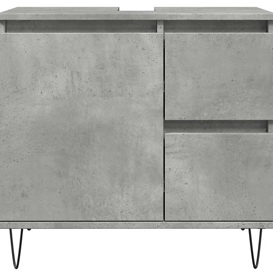 Vidaxl Armoire de lavabo de salle de bain gris béton 65x33x60 cm