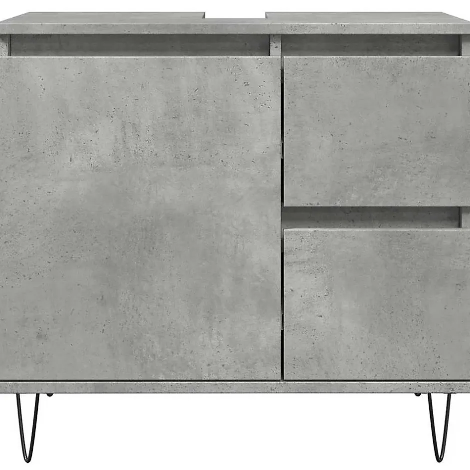 Vidaxl Armoire de lavabo de salle de bain gris béton 65x33x60 cm