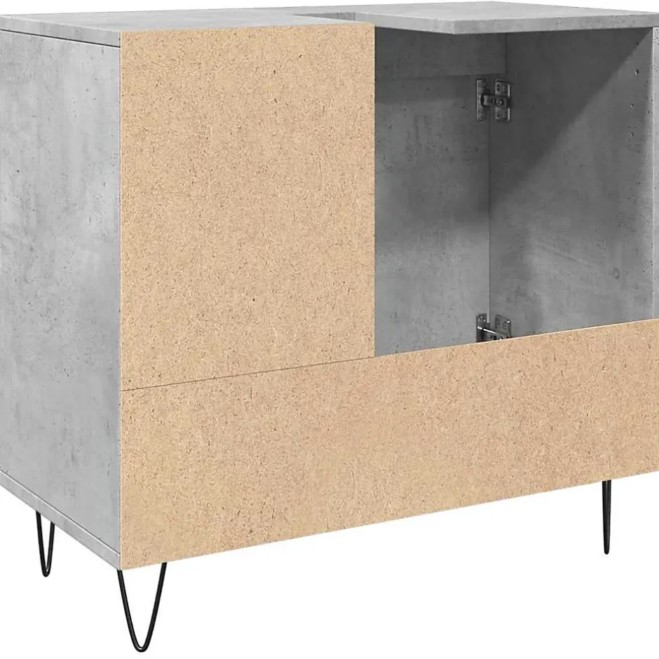 Vidaxl Armoire de lavabo de salle de bain gris béton 65x33x60 cm