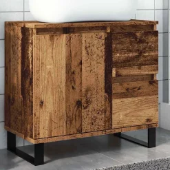 Vidaxl Armoire de lavabo de salle de bain vieux bois 65x33x60 cm