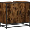 Vidaxl Armoire de lavabo de salle de bain chêne fumé 65x33x60 cm