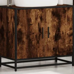Vidaxl Armoire de lavabo de salle de bain chêne fumé 65x33x60 cm
