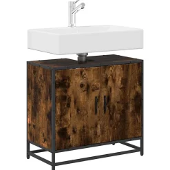 Vidaxl Armoire de lavabo de salle de bain chêne fumé 65x33x60 cm