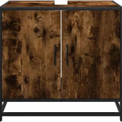 Vidaxl Armoire de lavabo de salle de bain chêne fumé 65x33x60 cm