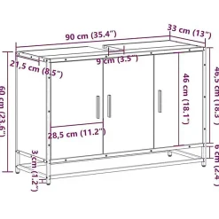 Vidaxl Armoire de lavabo de salle de bain chêne marron 90x33x60 cm