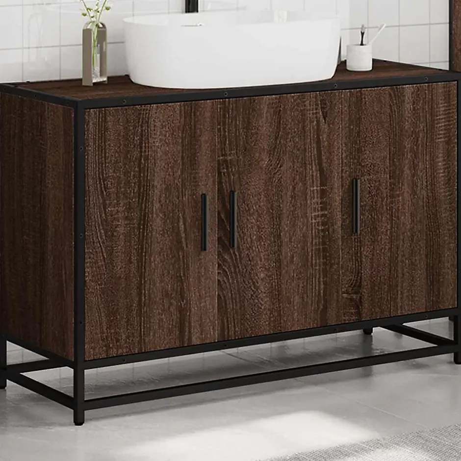Vidaxl Armoire de lavabo de salle de bain chêne marron 90x33x60 cm