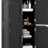 Giantex Armoire de Rangement de Salle de Bain, Armoire sur Sol avec 4 Portes, 2 Étagères Réglables et Détachables,60 x 30 x 110 CM (Noir)* Armoire De Salle De Bains
