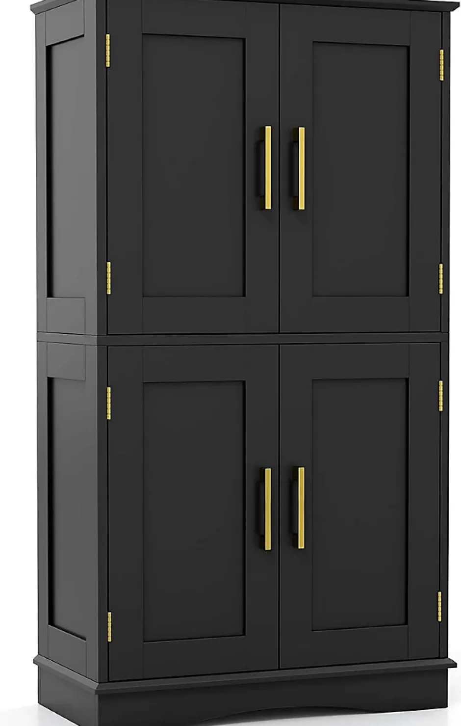 Giantex Armoire de Rangement de Salle de Bain, Armoire sur Sol avec 4 Portes, 2 Étagères Réglables et Détachables,60 x 30 x 110 CM (Noir)* Armoire De Salle De Bains