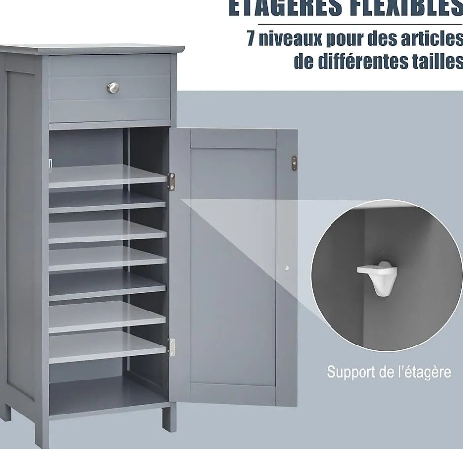 Giantex Armoire de Rangement pour Salle de Bain Meuble de Toilette sur Pied en MDF avec Tiroir et 2 Etagere Reglable a Hauteurs* Armoire De Salle De Bains