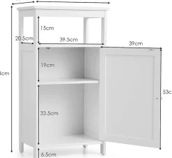 Giantex Armoire de Rangement Salle de Bain, Etagere avec Compartiment et Casier, 2 Etageres a Hauteur Reglable, 45x30x84cm (Blanc)* Armoire De Salle De Bains