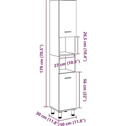 Vidaxl Armoire de salle de bain vieux bois 30x30x179cm bois ingénierie