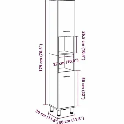 Vidaxl Armoire de salle de bain vieux bois 30x30x179cm bois ingénierie