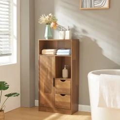[En.Casa] Armoire de salle de bain Namsskogan 100 x 50 x 25 cm effet noyer noir en.casa