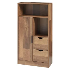 [En.Casa] Armoire de salle de bain Namsskogan 100 x 50 x 25 cm effet noyer noir en.casa